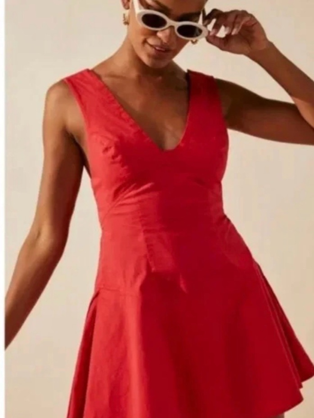 Free People "Can't Help It" Mini Dress Red Open Back Bow Dress Size Small